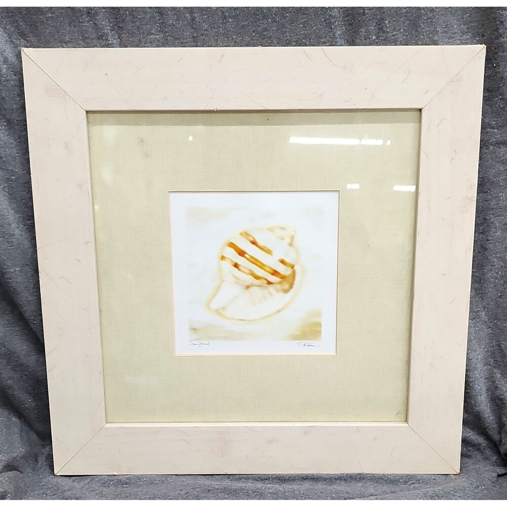 'Sea Spiral' Framed Print Coastal Artwork Matted 15.5"x 16" Read Description
